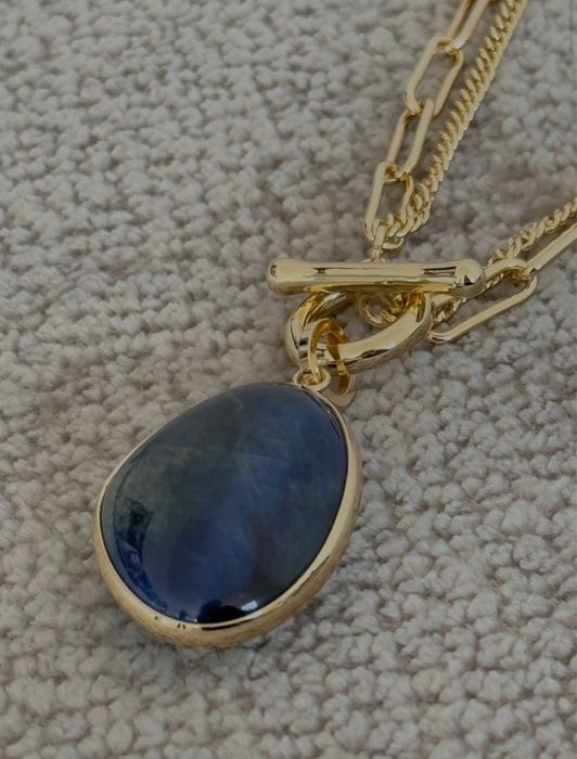 Nowy złoty naszyjnik z kamieniem naturalnym Tygrysie Oko Elegancki