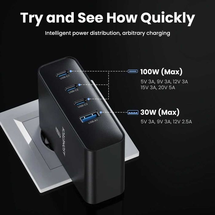Мережевий зарядний пристрій Asometech GaN 100W