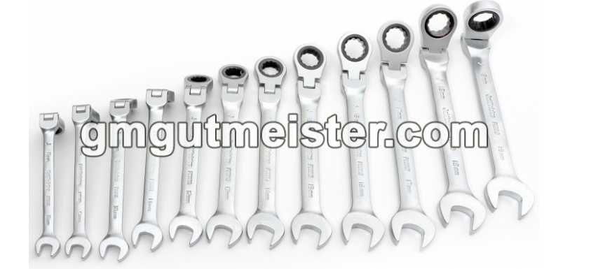 Ключі рожково-накидні з карданчиком і трещітко в плахті 8-19MM .