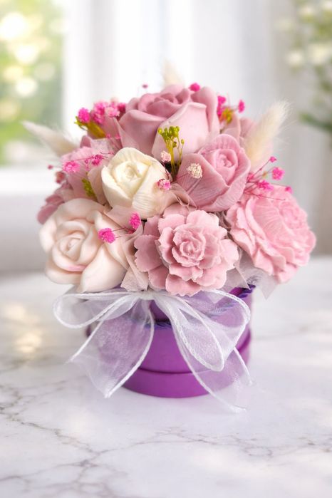 FlowerBox ze świec sojowych – wieczny bukiet prezent na walentynki