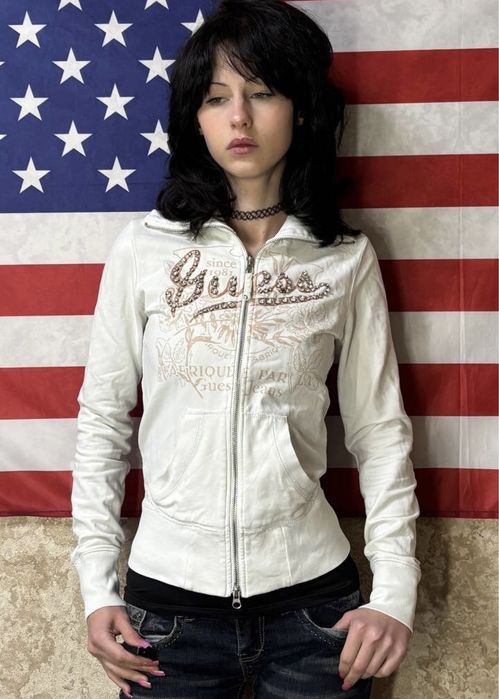 зип худи gues, обтягвающая зипка