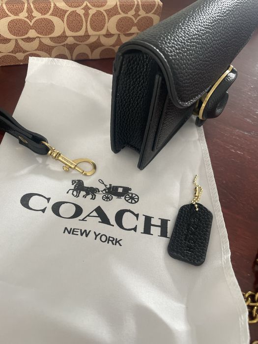 Mala ombro / tira colo coach preta  NOVA