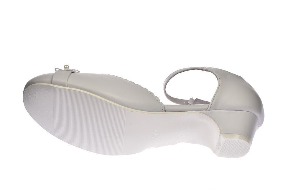 Buty komunijne białe balerinki obcas dziewczęce 42/24 roz. 36