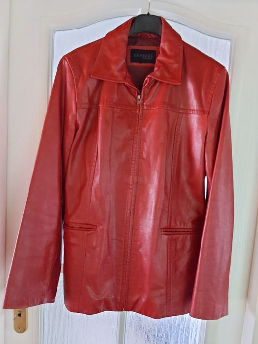 Kurtka damska czerwona skórzana