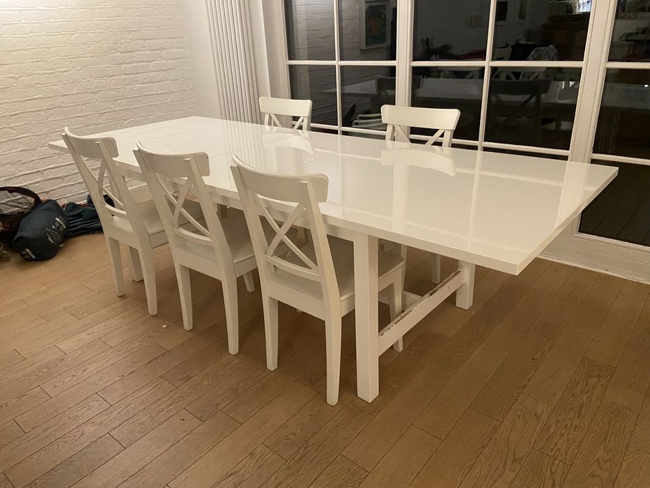 Stoł duży biały rozkładany lakierowany