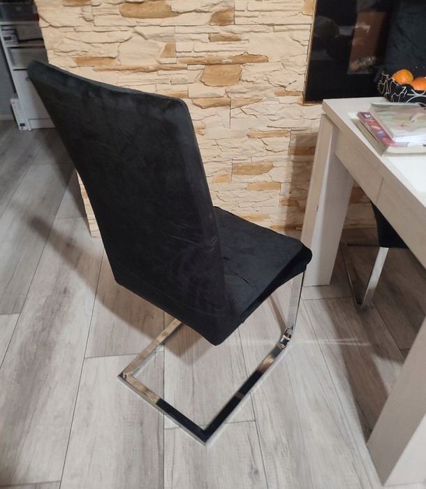 ZESTAW Welurowe Pokrowce Na Krzesło Premium czarne eleganckie