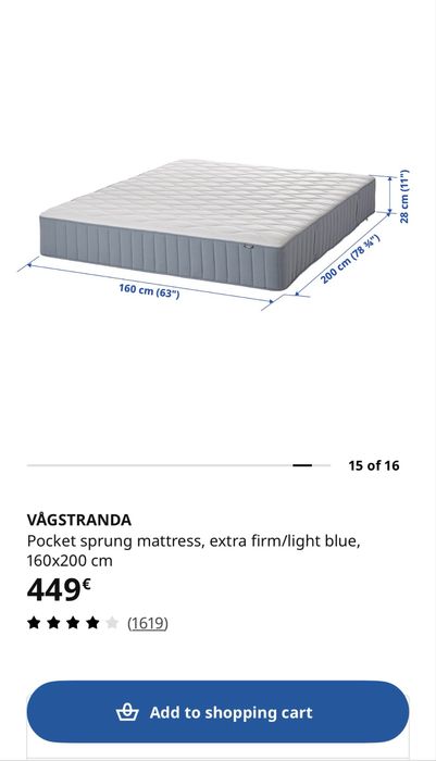 Colchão  IKEA VÅGSTRANDA firmeza 160x200