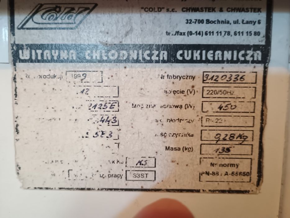 Witryna Chłodnicza mobilna na kółkach Cold
