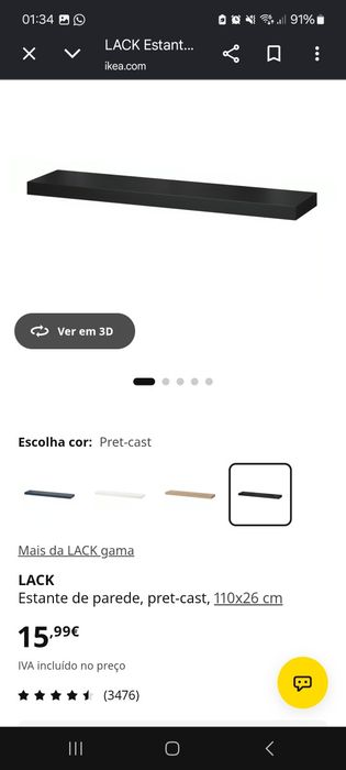 Três estantes, duas brancas e uma preta