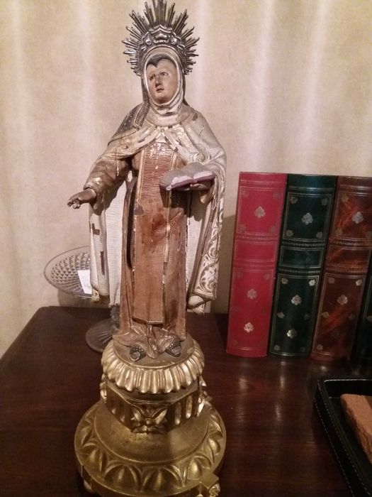 Oratório Completo em Pau Santo com Cristo e 5 Imagens Religiosas