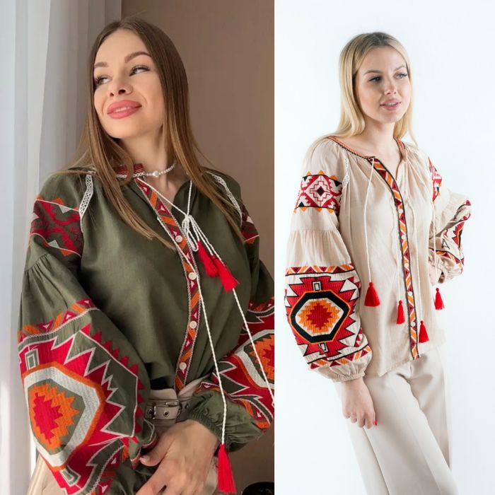 Натуральна вишиванка в стилі бохо на гудзиках S, M, Л