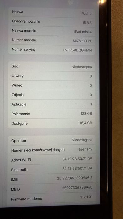 Apple iPad mini 4 128 GB Wi-Fi + Cellular (A1550) – Space Grey