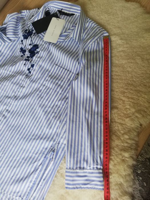 Koszula biało niebieska w paski z haftem Zara woman r. 36 S