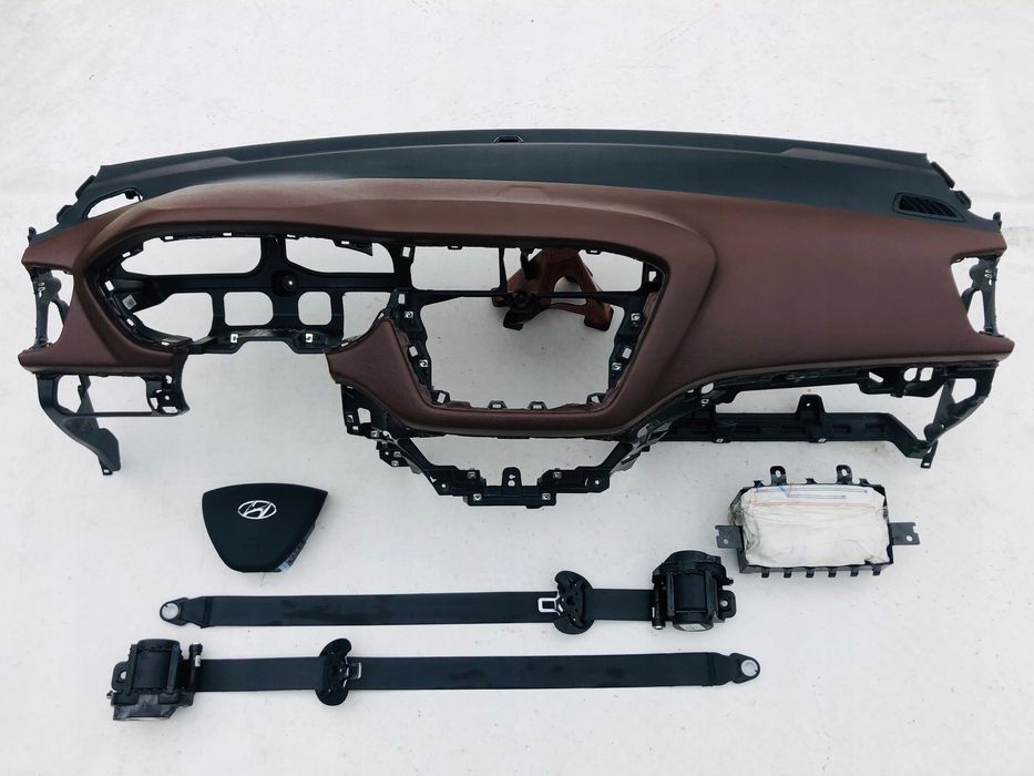hyundai i20 ii brąz deska kokpit konsola poduszki pasy