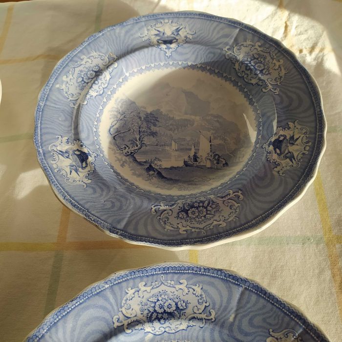 Raridade 1836 7pratos Davenport Caledonia English Ironstone Blue&White