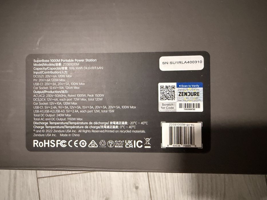 Зарядна станція Zendure SuperBase 1000w/1000вт.год