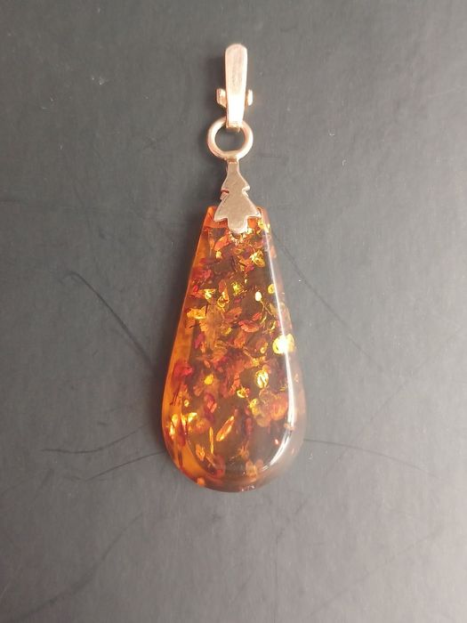 Підвіска золото 583пр, янтар