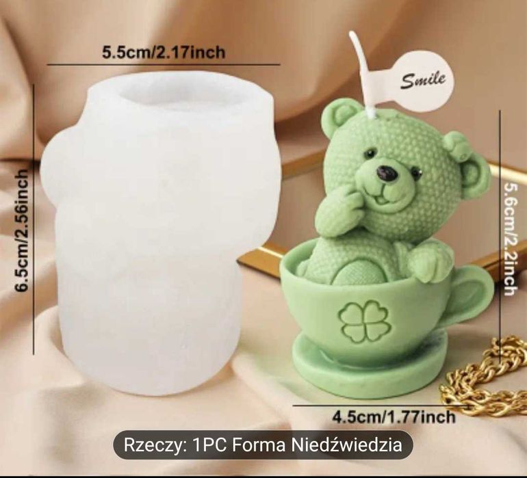 Forma do świec świecy misiu walentynki
