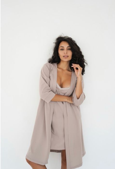 Комплект білизни для вагітних та годування (халат і нічна сорочка)