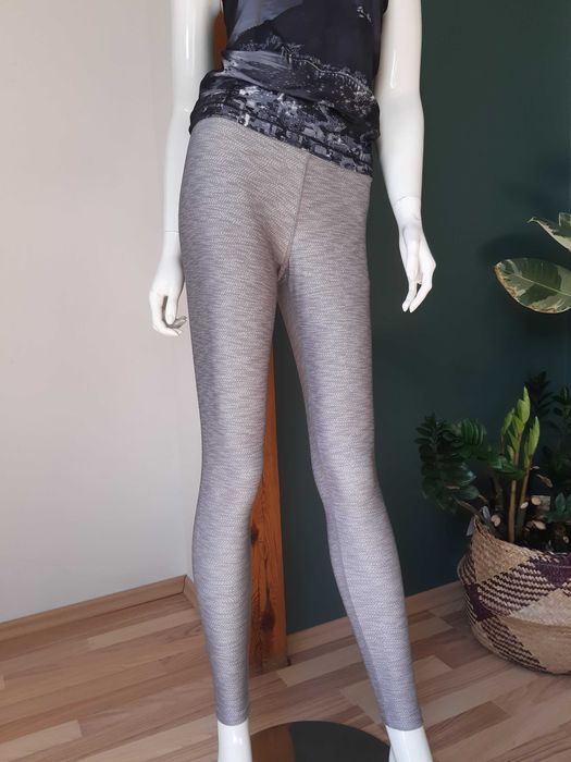 jasnoszare getry legginsy sportowe we wzór do ćwiczeń Athletic Works S