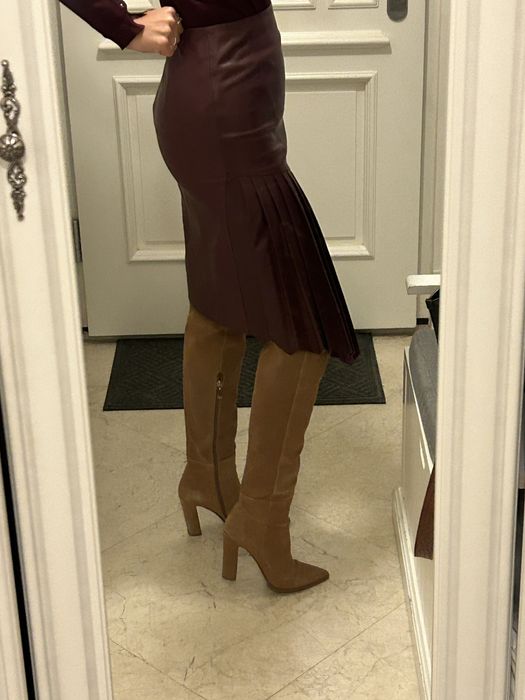 Ochnik skórzana spódnica burgund