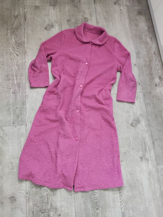 Ciepły szlafrok damski 40 42 L XL w tłoczone róże