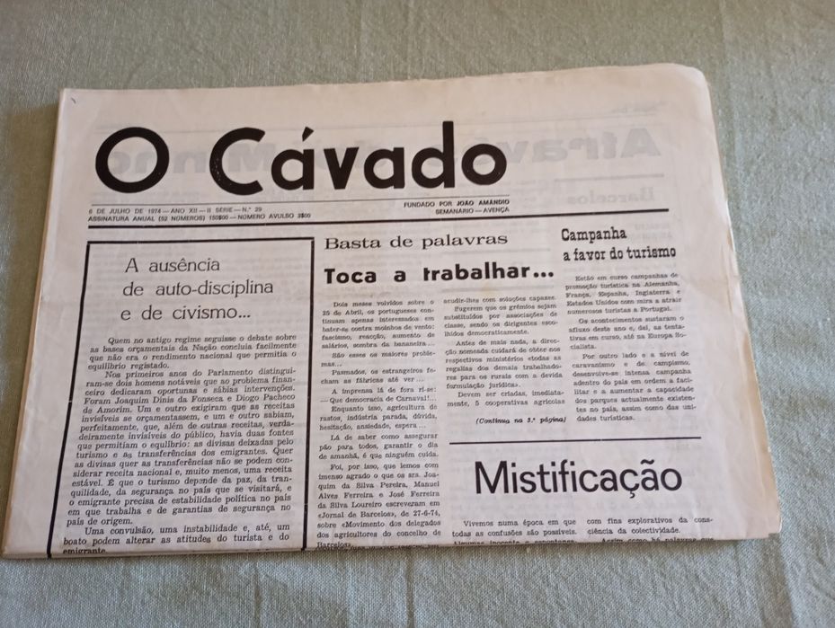 O Cavado de 14 de setembro e 6 de julho 1974