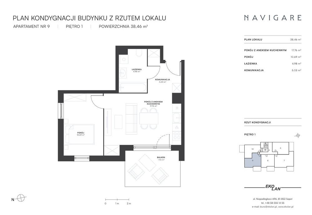 Apartament 38,46 m² - 350m od morza i plaży - Ansicht 6
