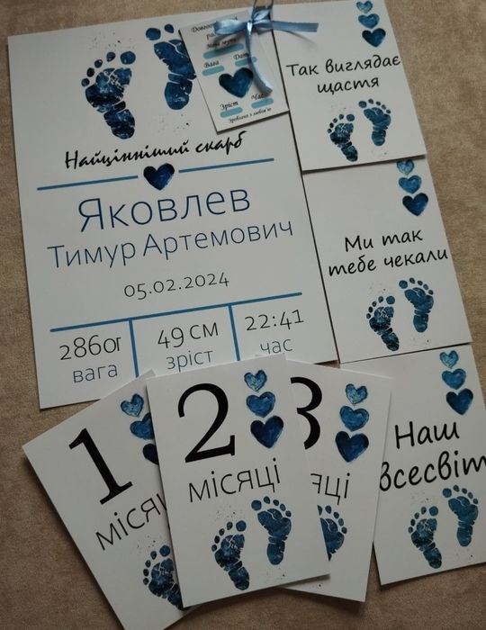 Картки для фотосесії по місяцях для дитини