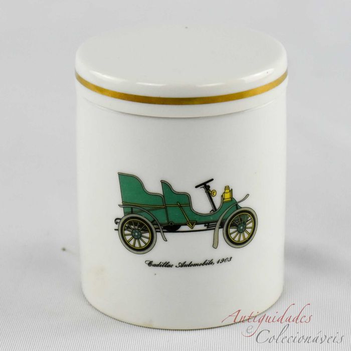 Caixa redonda porcelana Artibus decoração carros antigos