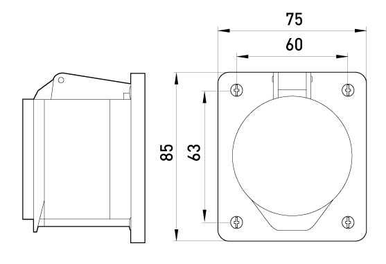 Gniazdo siłowe tablicowe 16A 5p IP44