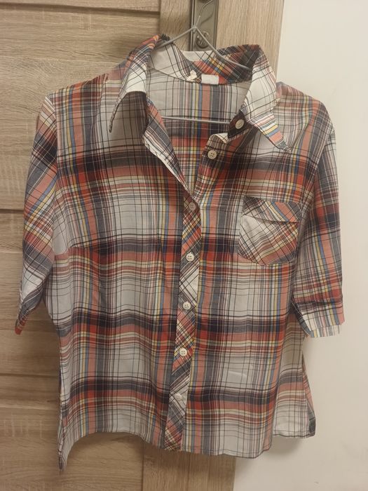 Lekka koszula w kratę z krótkim rękawem vintage retro style