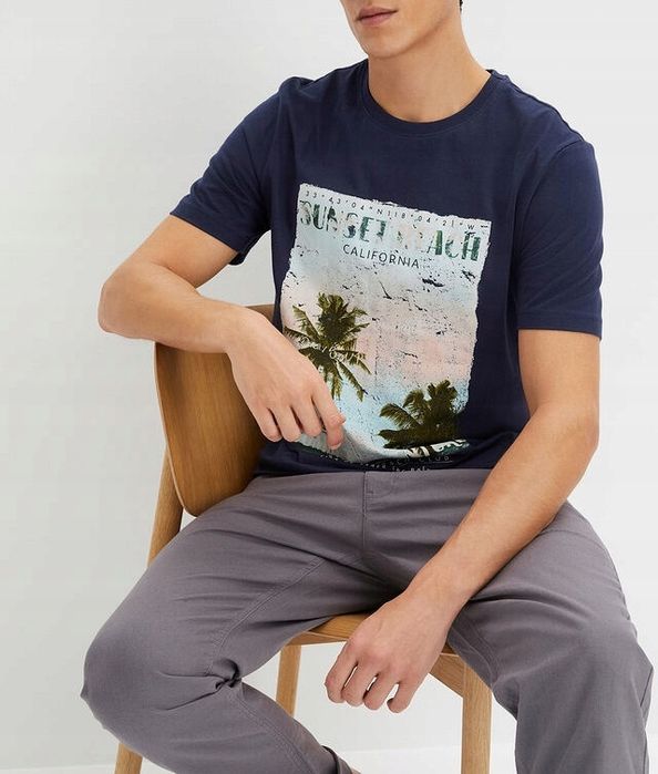 B.P.C t-shirt męski granatowy z nadrukiem M.