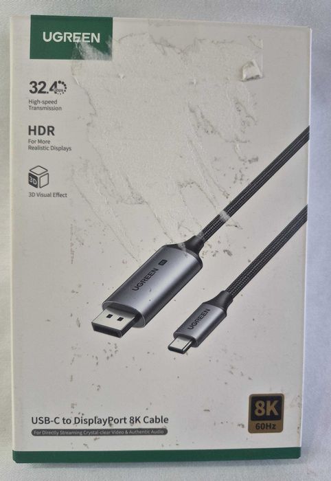 Кабель USB-C DisplayPort 2.1 Thunderbolt 4 DP 16k 30hz 8k 120hz 4k 240hz Ugreen