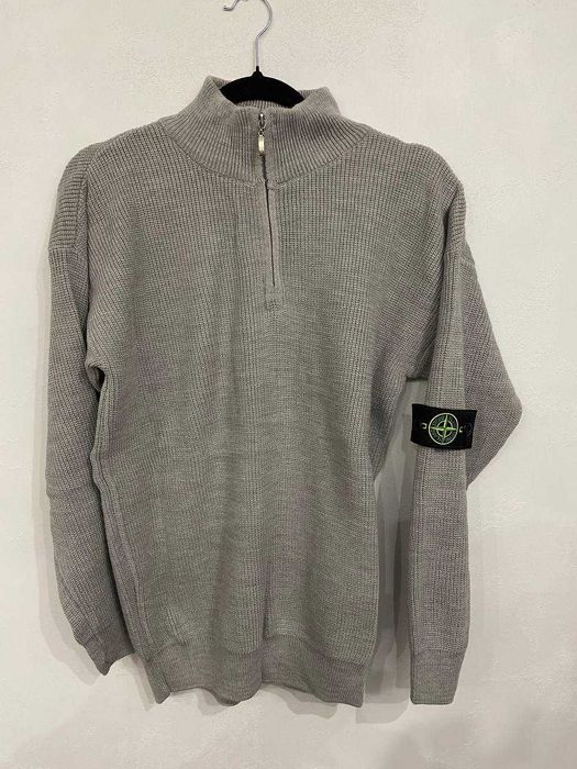 Кофта Халф Зип Stone Island Grey з патчем