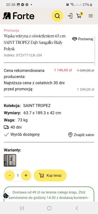 Witryna z oświetleniem