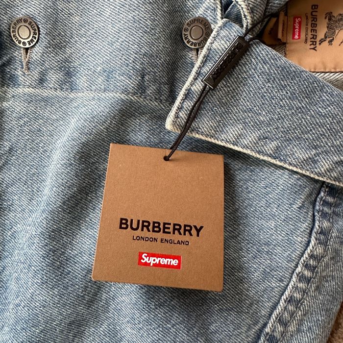 Supreme Burberry Denim Trucker Jacket M/L