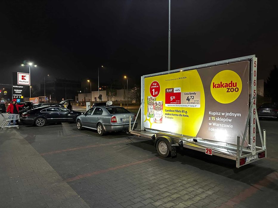 Reklama mobilna, przyczepa reklamowa, mobil reklamowy, przyczepka rekl