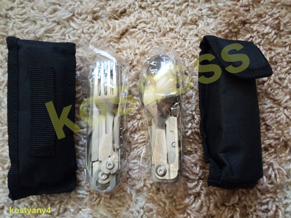 Мультитул 5в1: складной набор столовых приборов ложка/вилка/нож/штопор