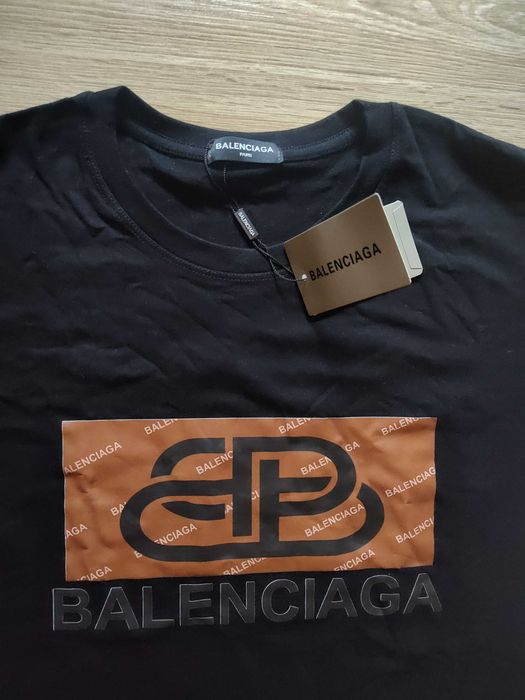 Balenciaga – T-shirt z Logo BB Icon (Vintage Effect) koszulka męska