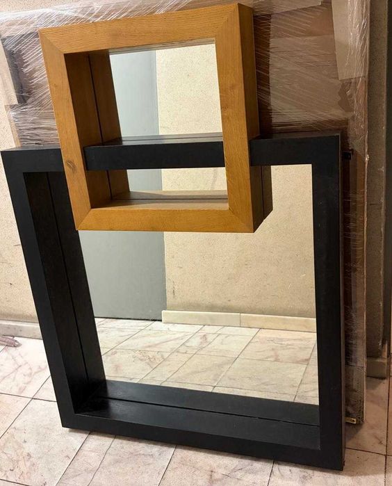 Espelho Decorativo Grande 90x120 cm | Madeira Cerejeira e Wengue