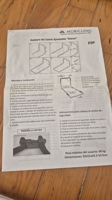 Grade de cama , Ajustável, Cinto de contenção, Fácil