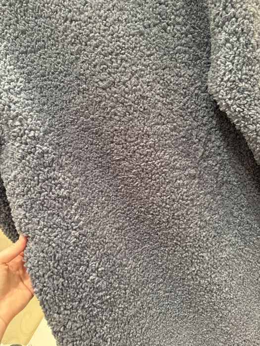 Пальто шубка серо-голубая