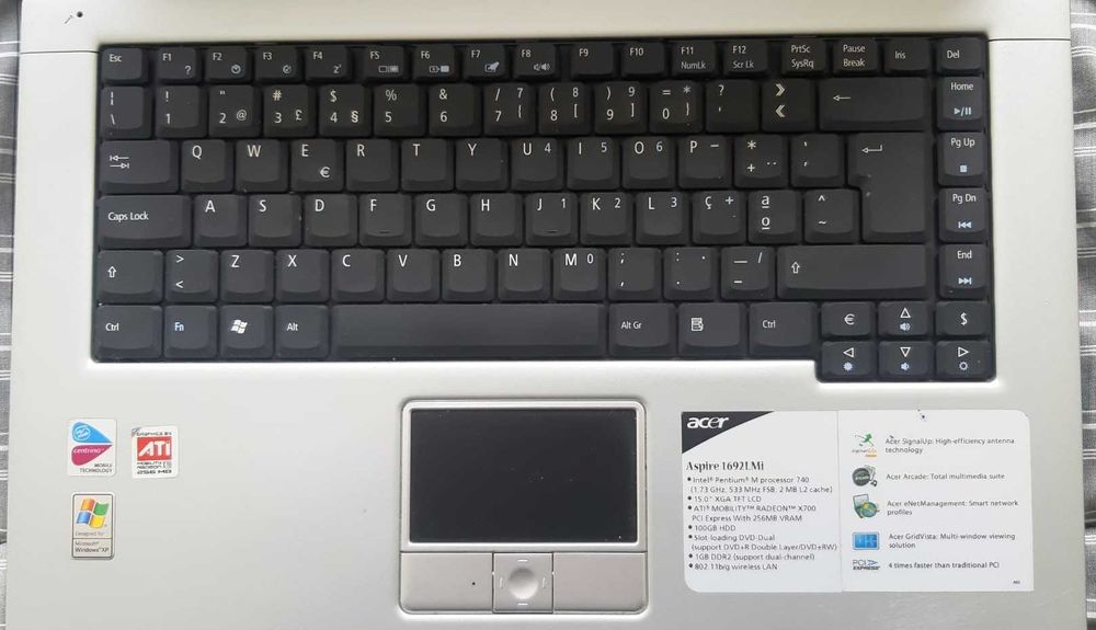 Computador Portátil ACER 1692 para peças.