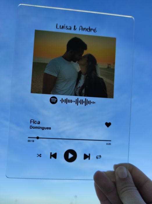 Acrílico com foto e código Spotify