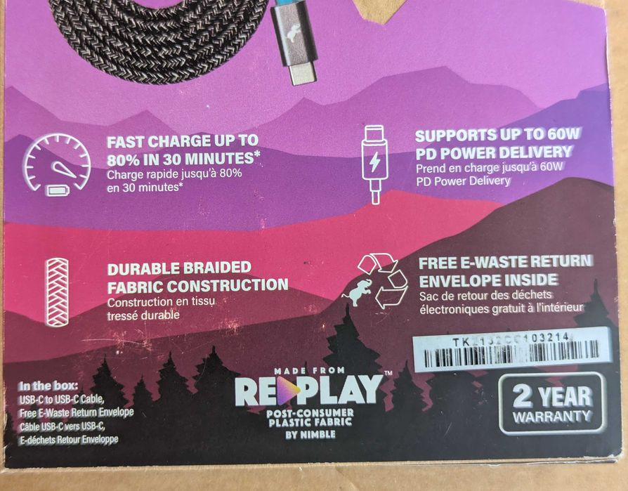 з США новий Преміум 60w фірмовий Nimble PowerKnit USB-C to USB-C