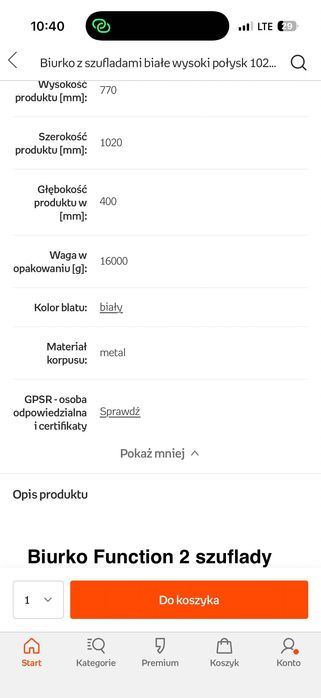 Biurko konsola biała Jysk