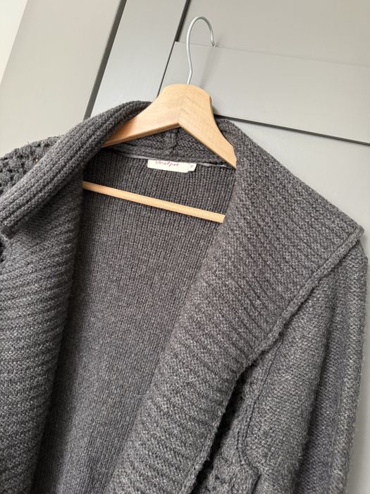 Sweter dlugi gruby wiazany welna m
