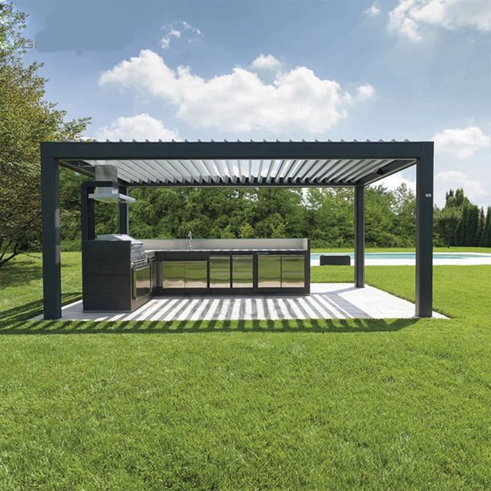 Pergola aluminiwa altana 5x3 elektryczna oświetlenie led, bioklimatyczna , słupki 120x120x3