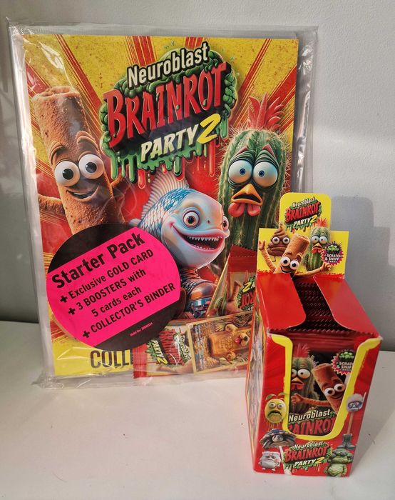 NEUROBLAST BRAINROT PARTY 2 starter album + BOX 25 saszetek + złota